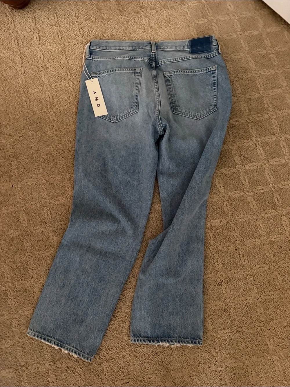 AMO Light Blue High-Rise Straight-Leg Jeans